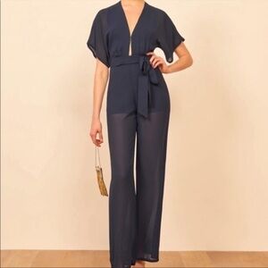 Reformation Lemongrass Jumpsuit Navy